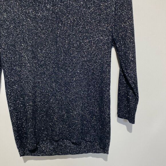 Objects D'art Women's Multicolor Rhinestone Metallic Ribbed Knit Sweater Medium - Picture 9 of 9